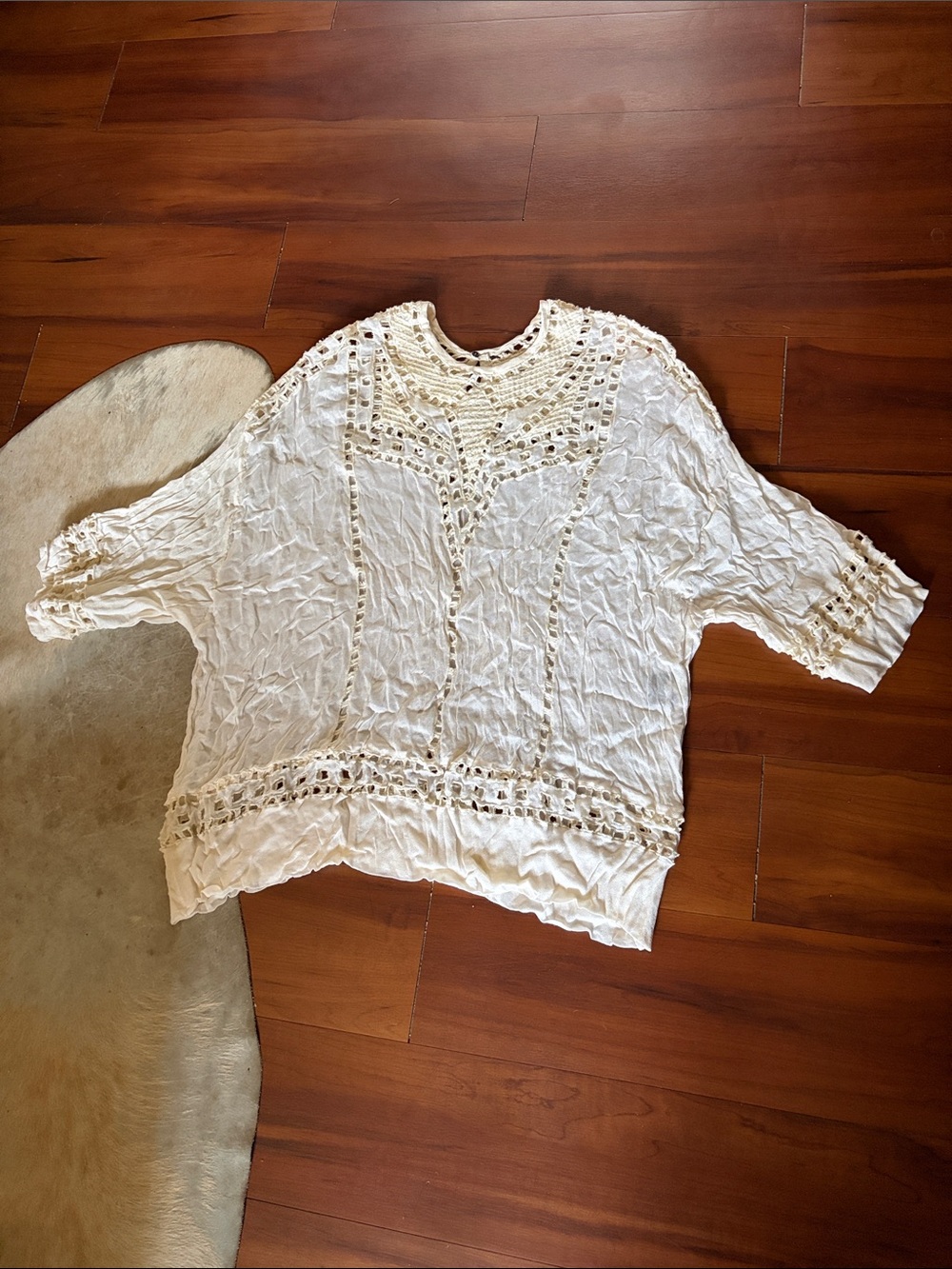 Isabel Marant Etoile Cream Crochet-Trim Pullover Tunic Sz 42